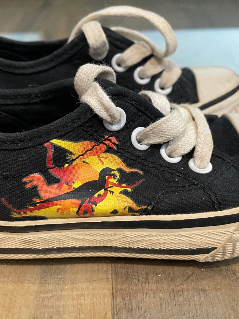 Toddler Skater Boy Canvas Sneakers with Dinosaur Graphics
